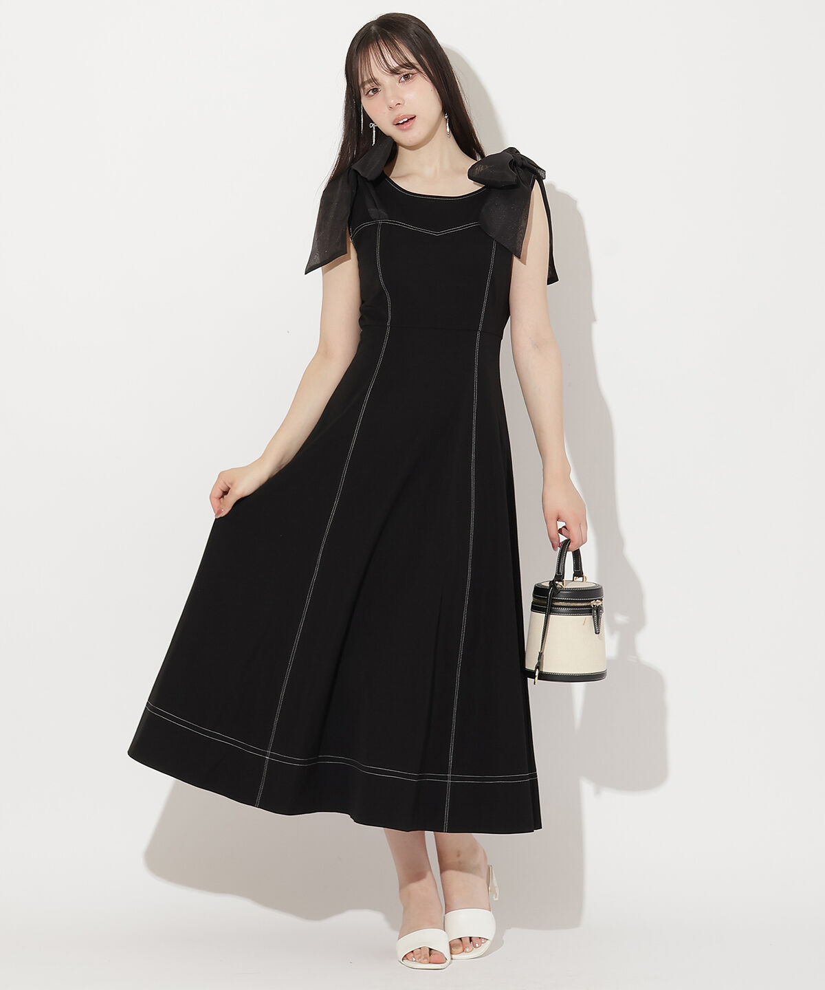 WILLSELECTION「ショルダーリボンノースリーブワンピース」|ワンピース|