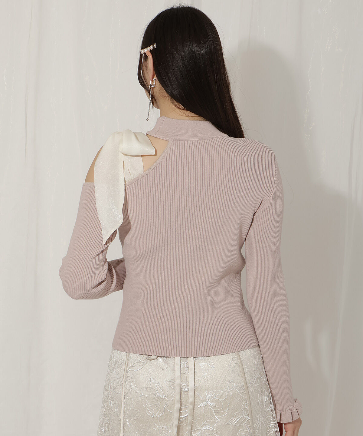 WILLSELECTION「リボンショルダーリブニット」|ニット・セーター|