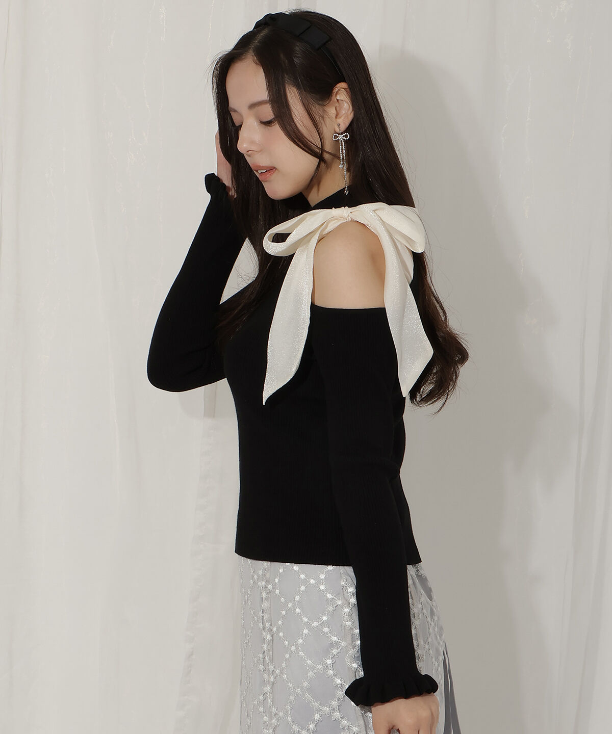 WILLSELECTION「リボンショルダーリブニット」|ニット・セーター|