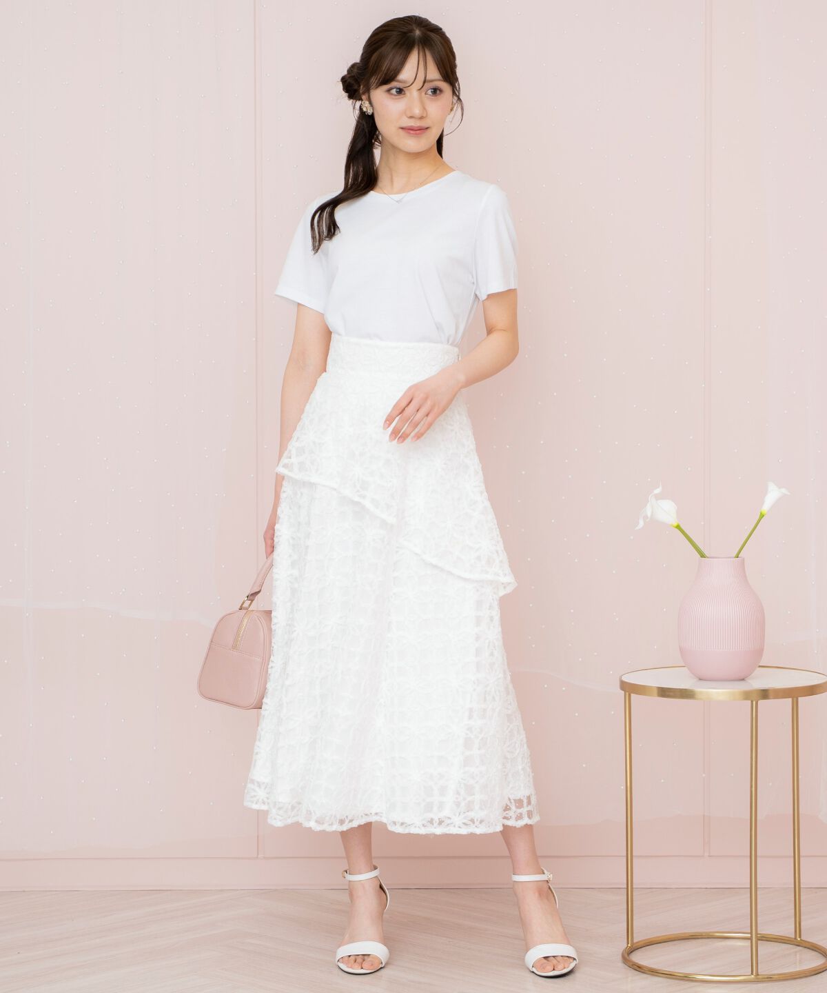 WILLSELECTION「ドットフラワーチュールスカート」|フレア|