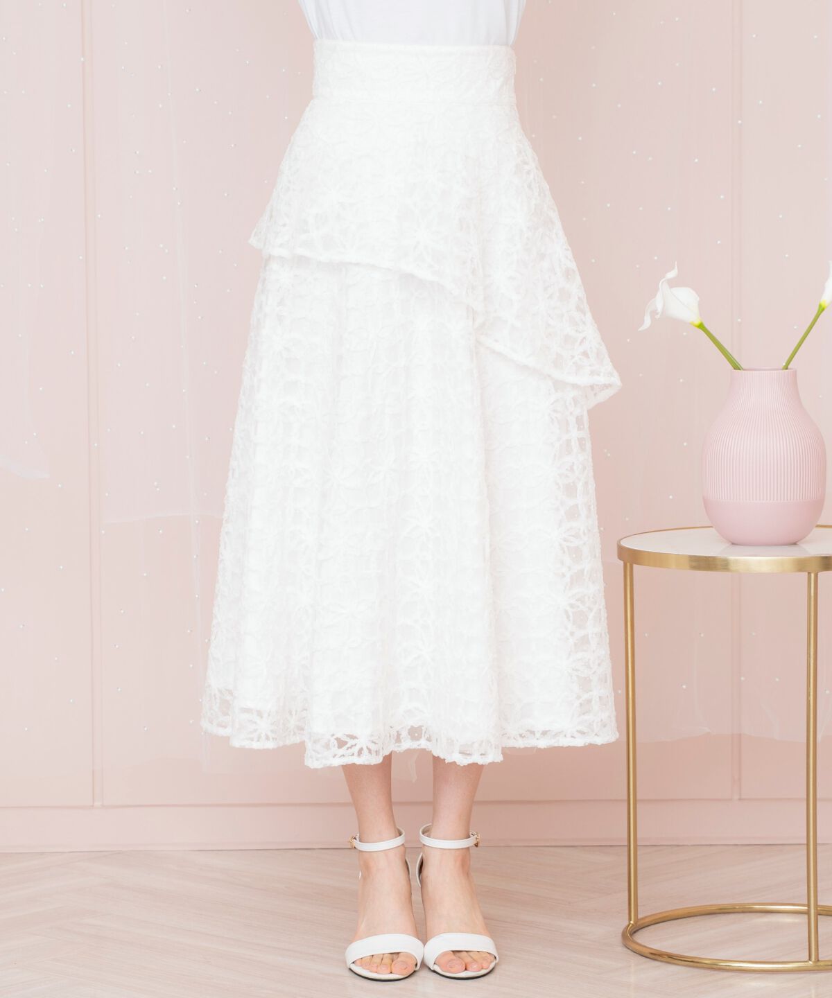 WILLSELECTION「ドットフラワーチュールスカート」|フレア|