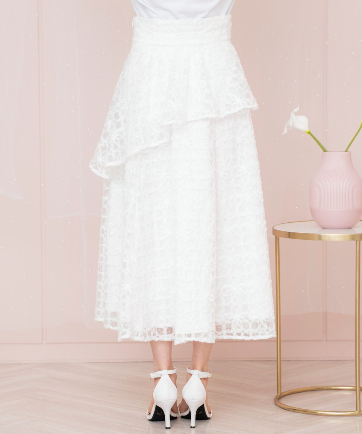 WILLSELECTION「ドットフラワーチュールスカート」|フレア|