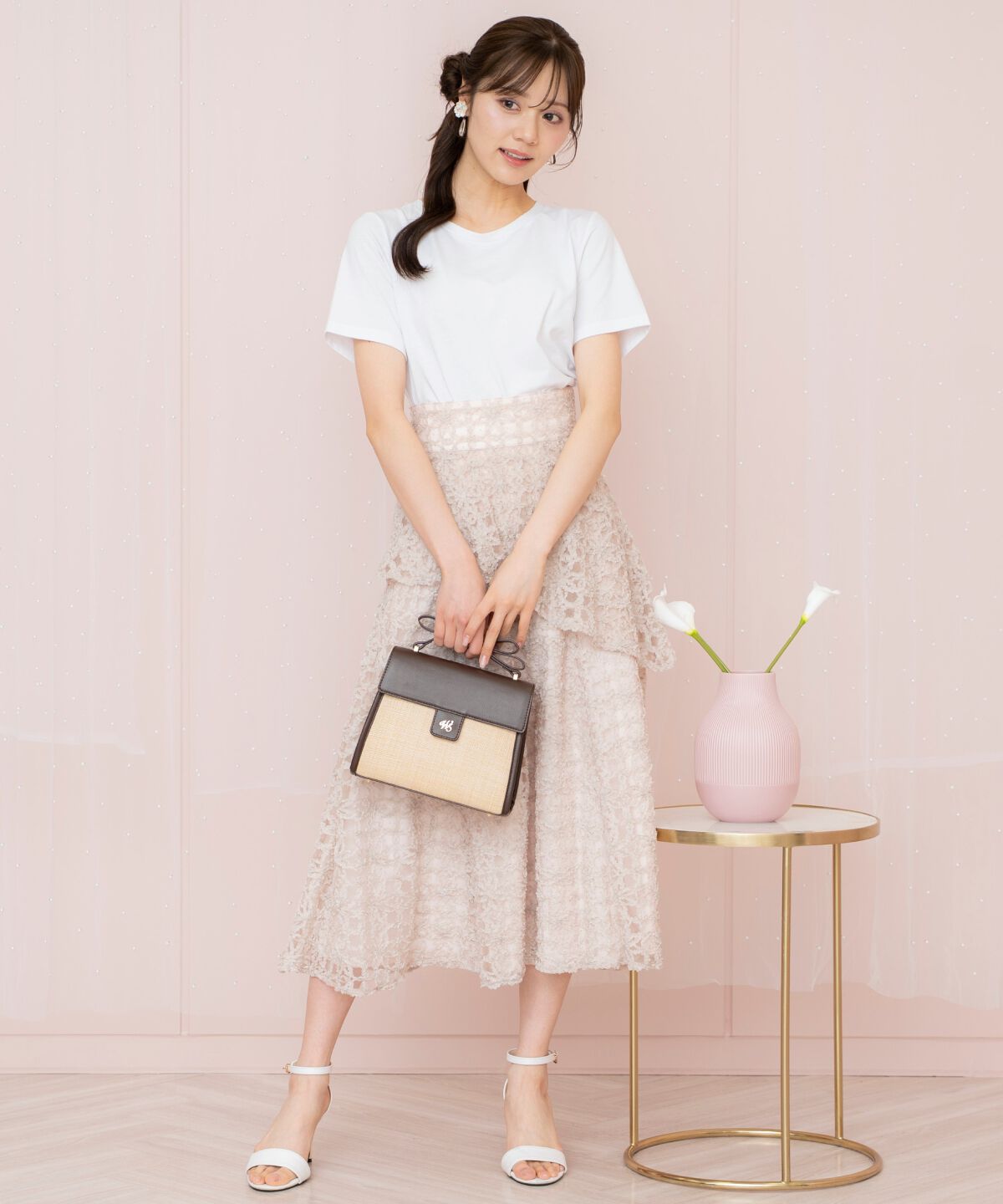 WILLSELECTION「ドットフラワーチュールスカート」|フレア|