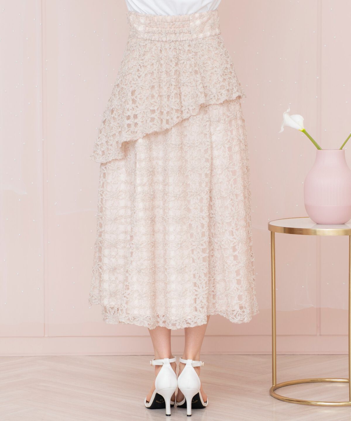 WILLSELECTION「ドットフラワーチュールスカート」|フレア|