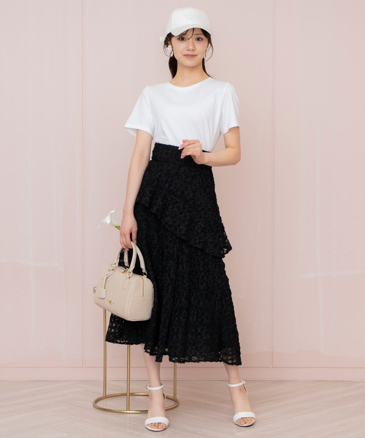 WILLSELECTION「ドットフラワーチュールスカート」|フレア|