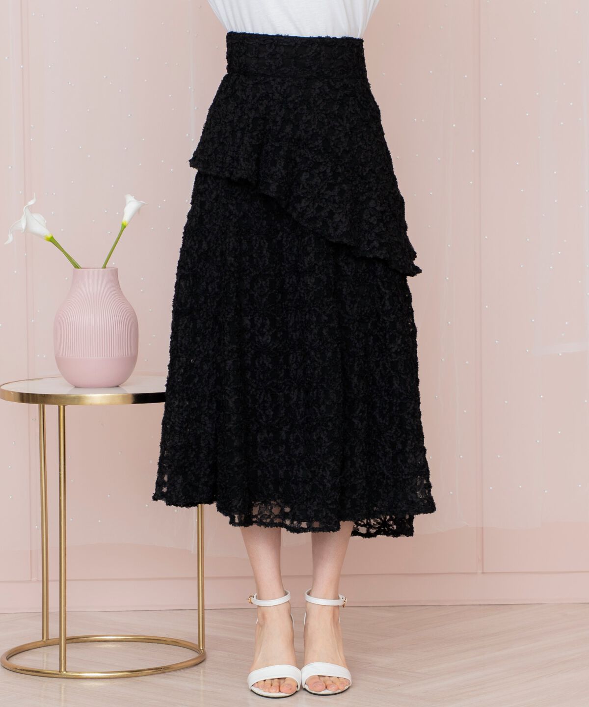 WILLSELECTION「ドットフラワーチュールスカート」|フレア|