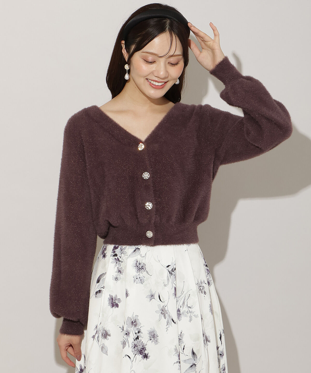 WILLSELECTION「アソートボタンラメフェザーカーディガン」|カーディガン|ﾀﾞｰｸﾌﾞﾗｳﾝ