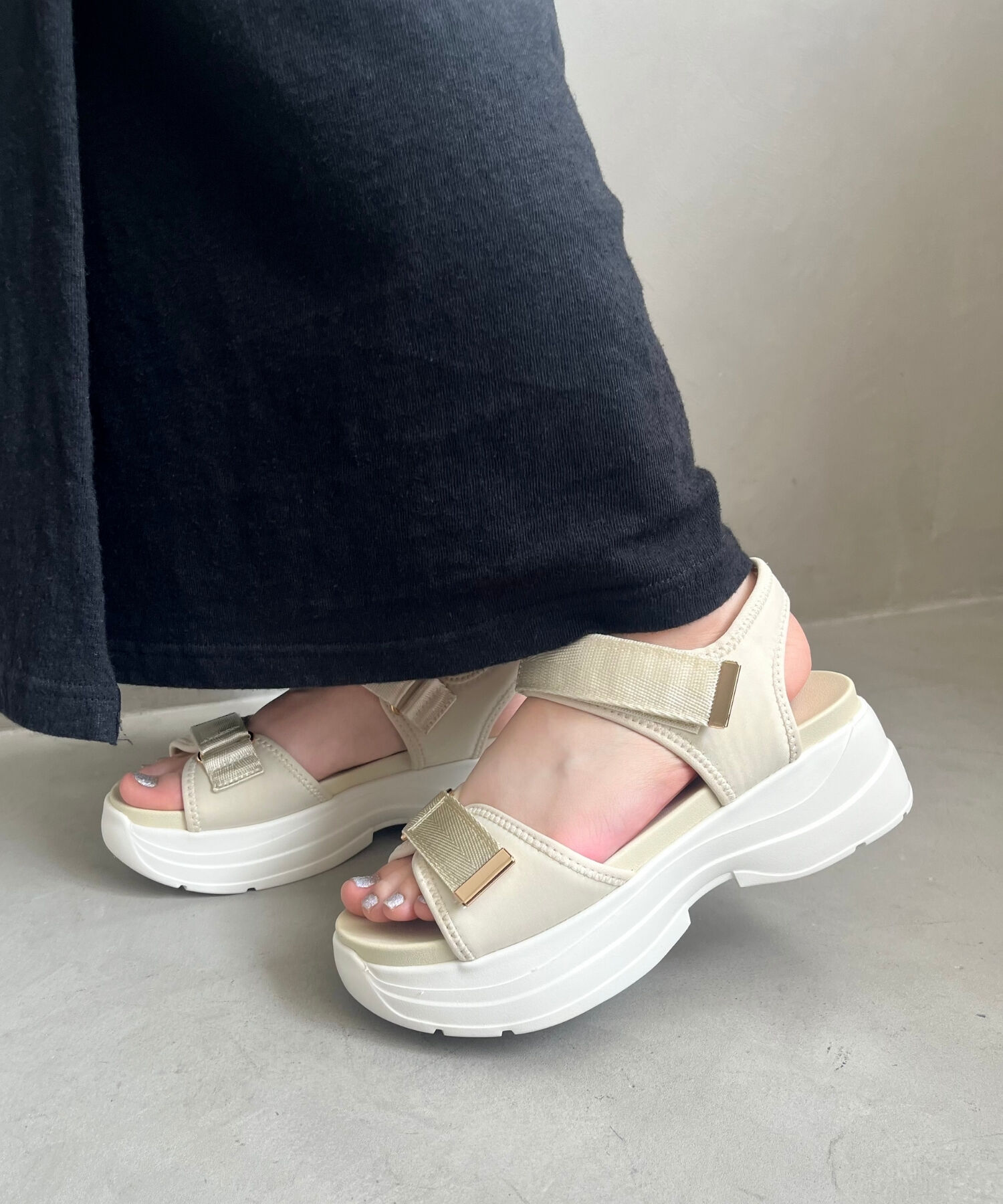 WA Oriental TRaffic「【追加】ダブルベルトスポーツサンダル/42207 スポサン 柔らかい 人気 軽い トレンド 厚底 再入荷」|サンダル|