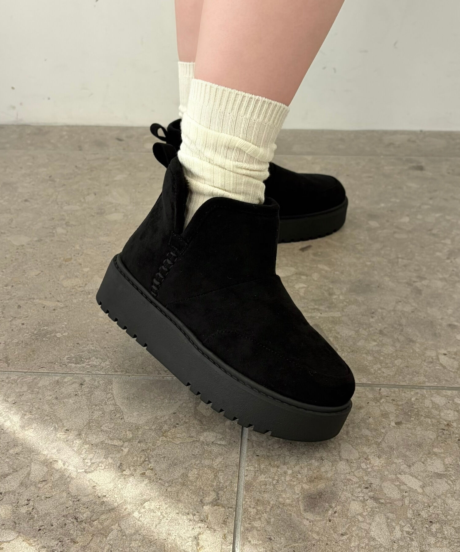 ORiental TRaffic「●2025秋冬新作●【 軽量 】 サイドスリット 厚底 ムートン ショートブーツ /51425 防寒」|ショートブーツ|