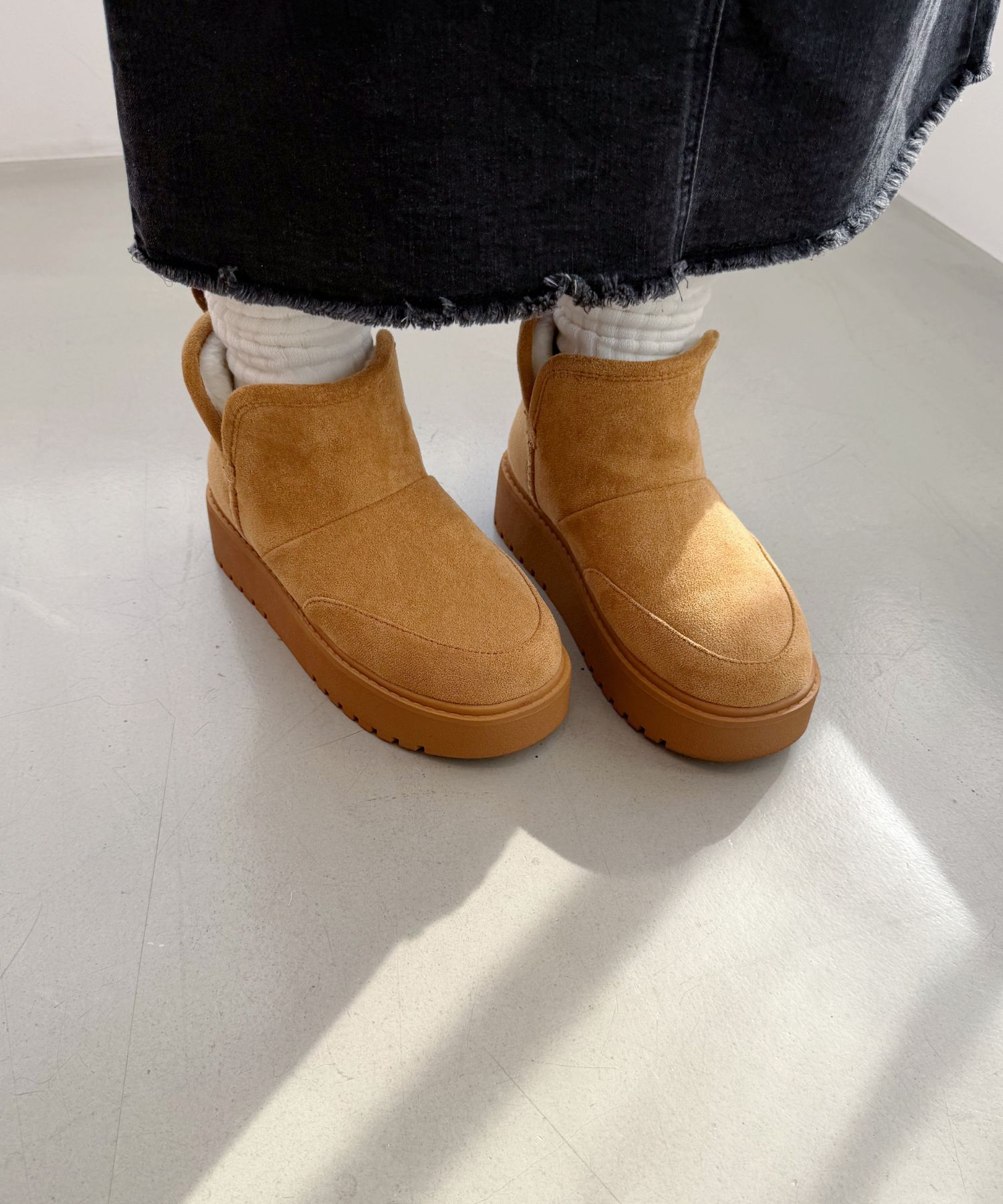 ORiental TRaffic「●2025秋冬新作●【 軽量 】 サイドスリット 厚底 ムートン ショートブーツ /51425 防寒」|ショートブーツ|