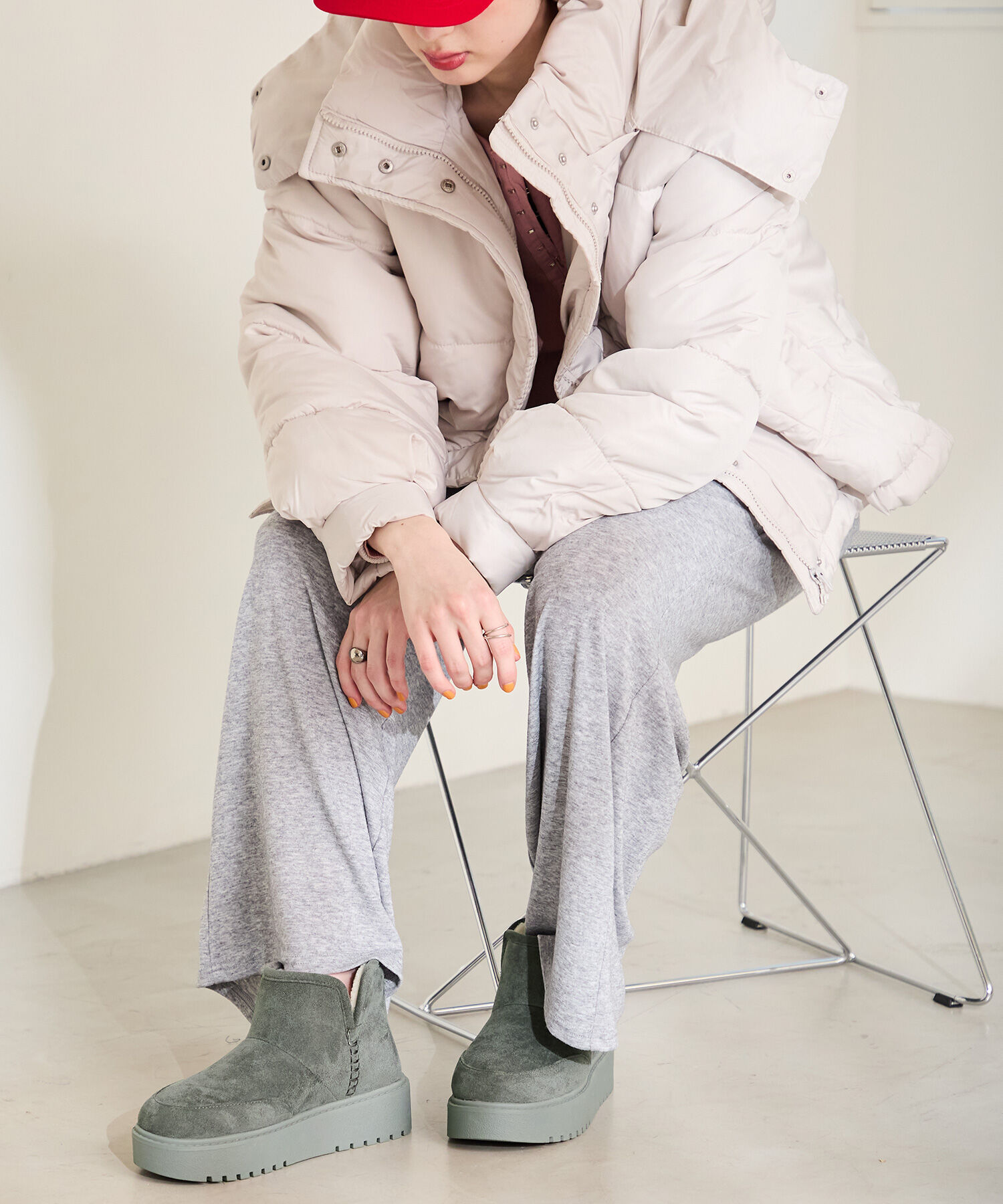 ORiental TRaffic「●2025秋冬新作●【 軽量 】 サイドスリット 厚底 ムートン ショートブーツ /51425 防寒」|ショートブーツ|