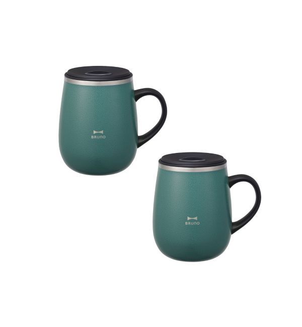 BRUNO「蓋つきステンレスマグ tall 2個入りセット」|グラス・マグカップ|グリーン
