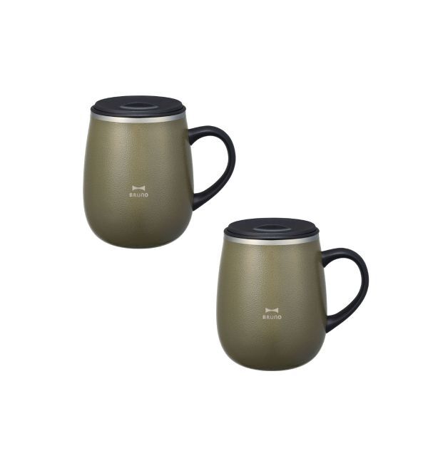 BRUNO「蓋つきステンレスマグ tall 2個入りセット」|グラス・マグカップ|カーキ