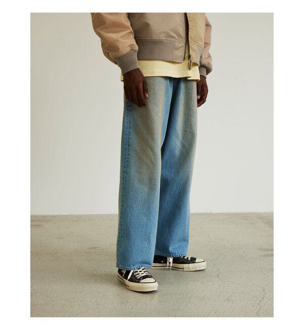 BEAMS「BEAMS / ワイドフィット デニムパンツ」|デニム|MID_BLUE