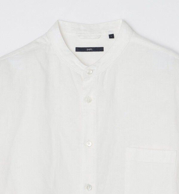 SHIPS「SHIPS: リネン キャンバス リラックスフィット バンドカラーシャツ」|シャツ・ブラウス|