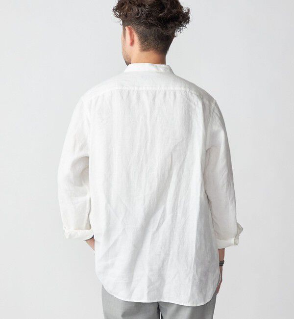SHIPS「SHIPS: リネン キャンバス リラックスフィット バンドカラーシャツ」|シャツ・ブラウス|