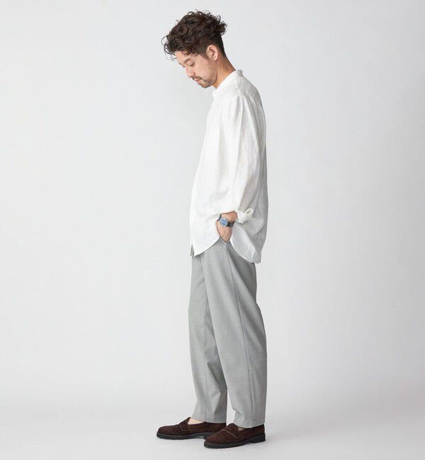 SHIPS「SHIPS: リネン キャンバス リラックスフィット バンドカラーシャツ」|シャツ・ブラウス|