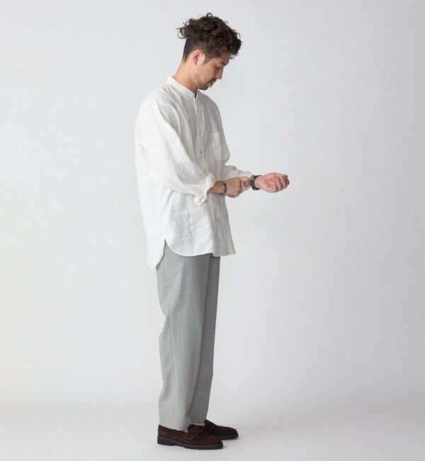 SHIPS「SHIPS: リネン キャンバス リラックスフィット バンドカラーシャツ」|シャツ・ブラウス|