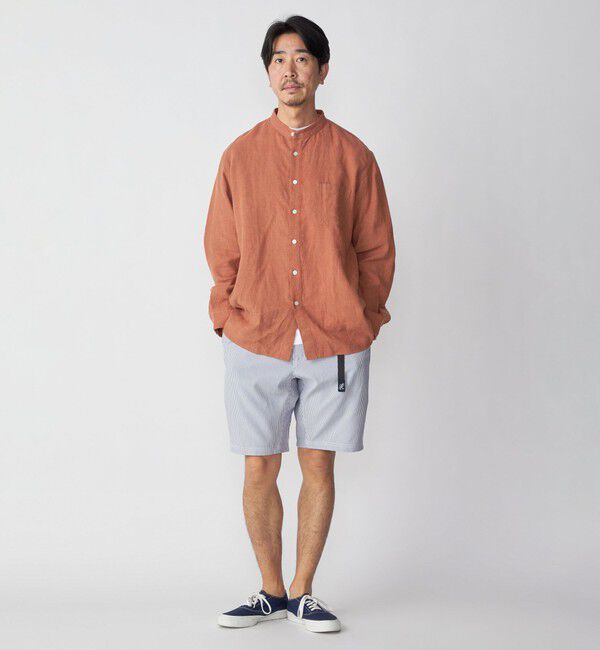 SHIPS「SHIPS: リネン キャンバス リラックスフィット バンドカラーシャツ」|シャツ・ブラウス|