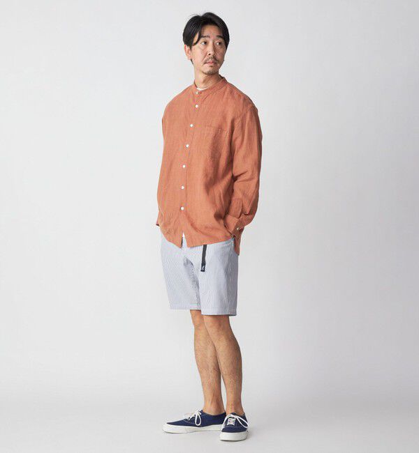 SHIPS「SHIPS: リネン キャンバス リラックスフィット バンドカラーシャツ」|シャツ・ブラウス|