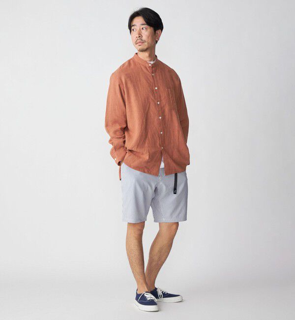 SHIPS「SHIPS: リネン キャンバス リラックスフィット バンドカラーシャツ」|シャツ・ブラウス|