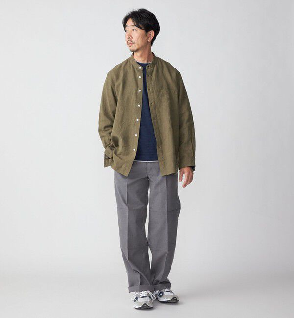 SHIPS「SHIPS: リネン キャンバス リラックスフィット バンドカラーシャツ」|シャツ・ブラウス|