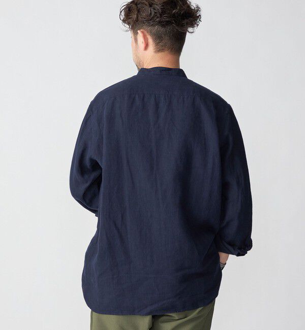 SHIPS「SHIPS: リネン キャンバス リラックスフィット バンドカラーシャツ」|シャツ・ブラウス|