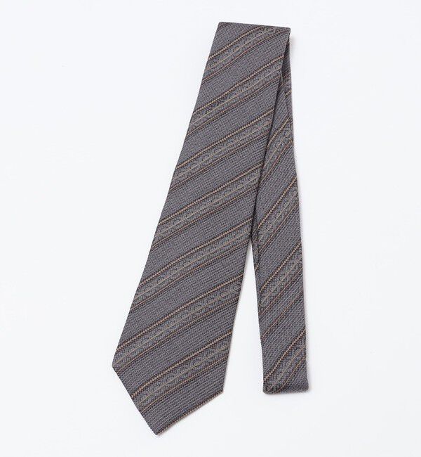 SHIPS「Puccini: オリエンタル ストライプ ネクタイ」|ネクタイ・蝶ネクタイ|グレー系