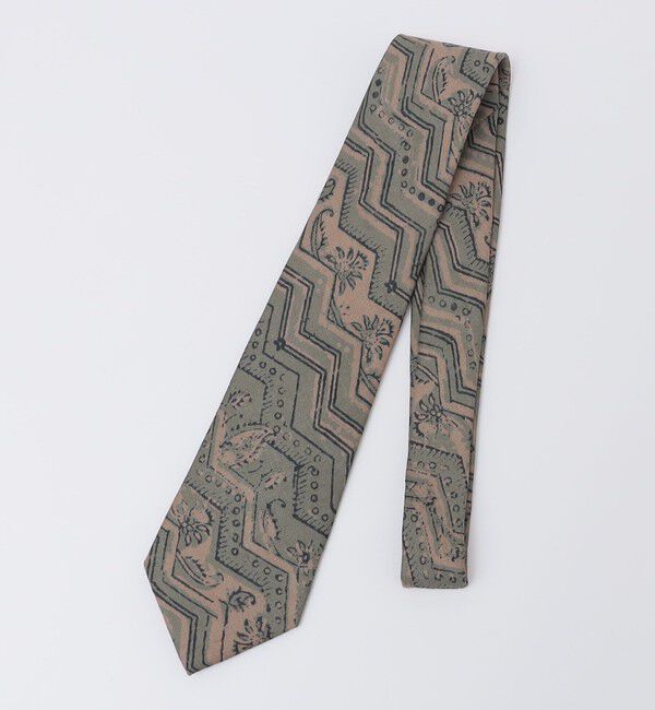 SHIPS「Puccini: リネン バティック柄 プリント ネクタイ」|ネクタイ・蝶ネクタイ|ライトオリーブ