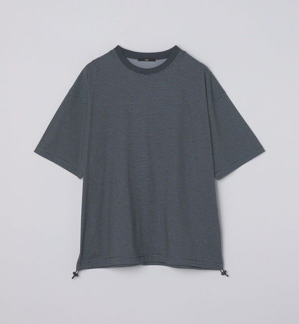 SHIPS「SHIPS:〈遮熱/UVカット/吸水速乾/接触冷感〉SHELTECH(R) マイクロボーダーTシャツ」|Tシャツ・カットソー|チャコールグレー