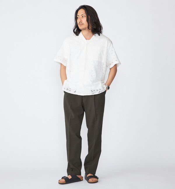 SHIPS「BENCH MARKING SHIRT: フラワーレース オープンカラー ショートスリーブ シャツ」|シャツ・ブラウス|