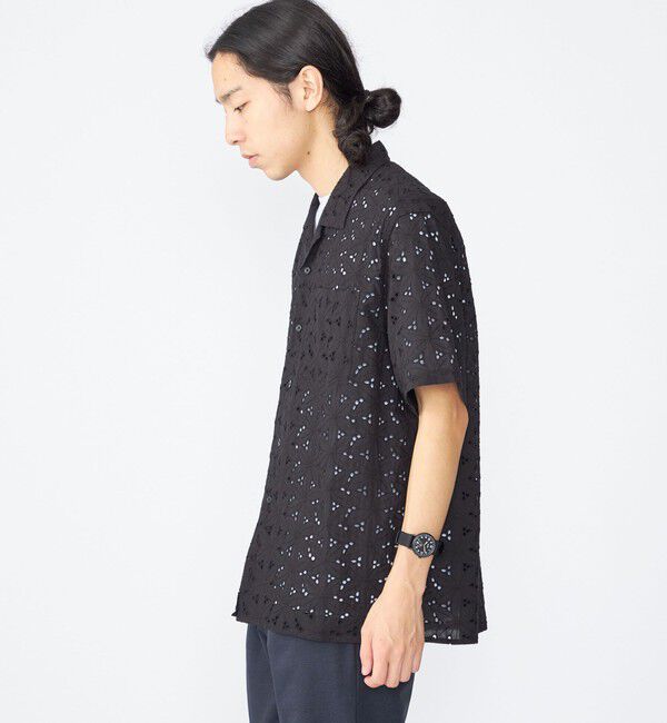 SHIPS「BENCH MARKING SHIRT: フラワーレース オープンカラー ショートスリーブ シャツ」|シャツ・ブラウス|