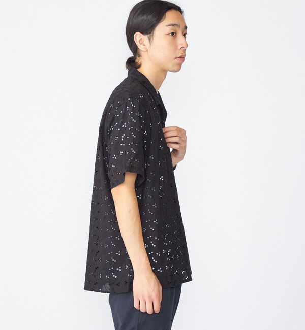 SHIPS「BENCH MARKING SHIRT: フラワーレース オープンカラー ショートスリーブ シャツ」|シャツ・ブラウス|