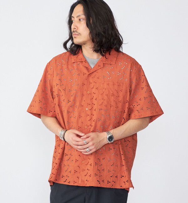 SHIPS「BENCH MARKING SHIRT: フラワーレース オープンカラー ショートスリーブ シャツ」|シャツ・ブラウス|レンガ