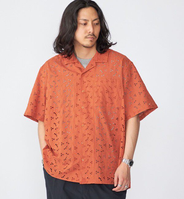 SHIPS「BENCH MARKING SHIRT: フラワーレース オープンカラー ショートスリーブ シャツ」|シャツ・ブラウス|