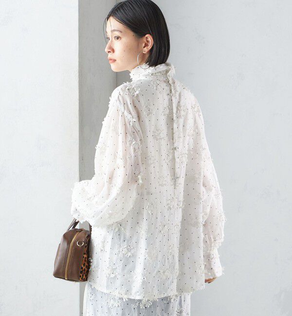 SHIPS for women「【SHIPS別注】crinkle crinkle crinkle:エンブロイダリー ドット ブラウス」|シャツ・ブラウス|