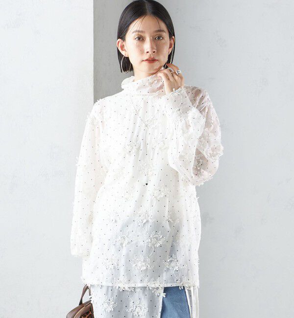 SHIPS for women「【SHIPS別注】crinkle crinkle crinkle:エンブロイダリー ドット ブラウス」|シャツ・ブラウス|