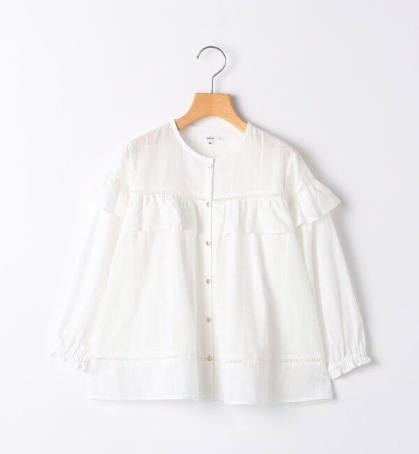 SHIPS KIDS「SHIPS KIDS:80～90cm / スナップ ボタン フリル ブラウス」|シャツ・ブラウス|ホワイト