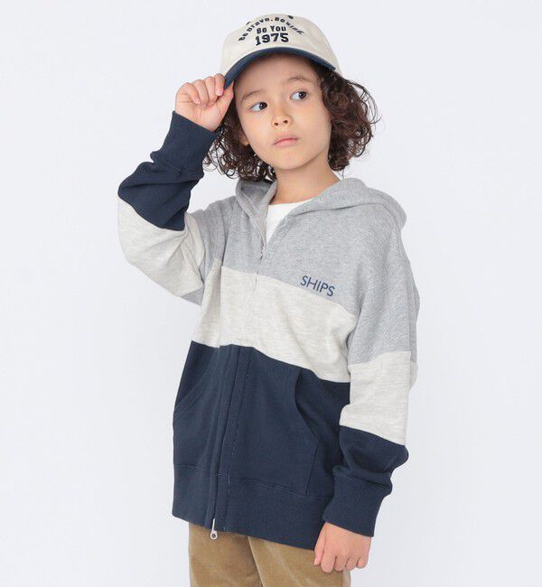SHIPS KIDS「SHIPS KIDS:100～130cm / ロゴ フード ジップ パーカ」|パーカー|