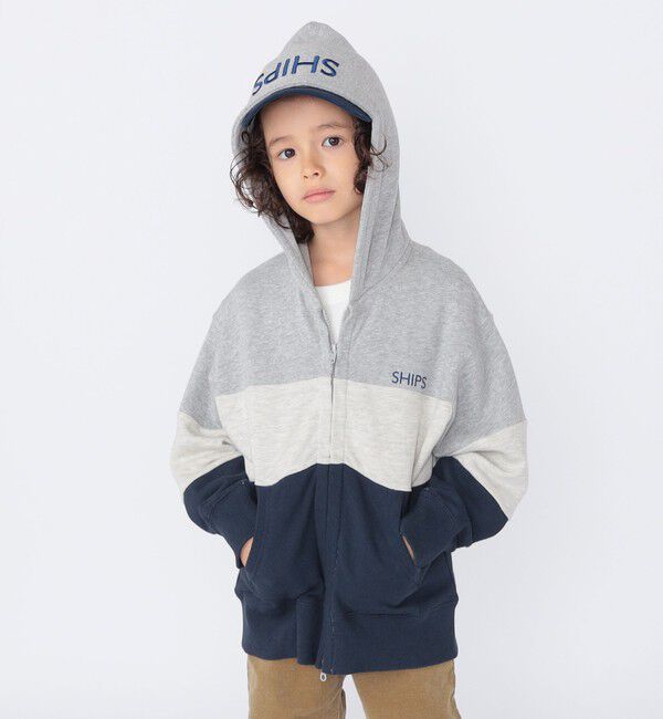 SHIPS KIDS「SHIPS KIDS:100～130cm / ロゴ フード ジップ パーカ」|パーカー|