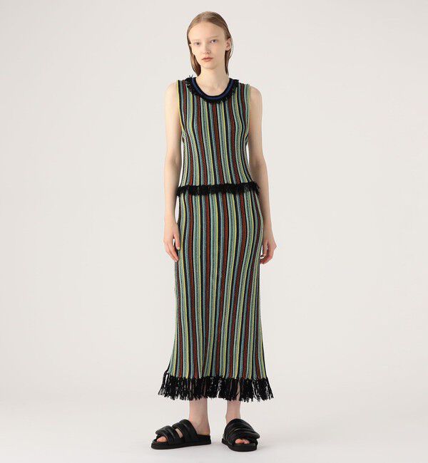 CABaN「コットン マルチストライプニットワンピース」|ワンピース|