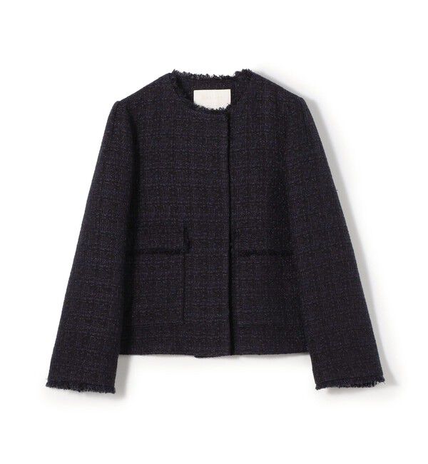 Ballsey「ラメミックスツイード セミダブルクルージャケット」|ノーカラージャケット|69 ネイビー