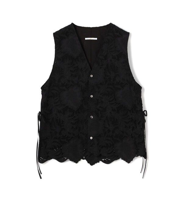 SOULEIADO「コットンエンブロイダリー Vカラージレ」|ベスト・ジレ|19 ブラック