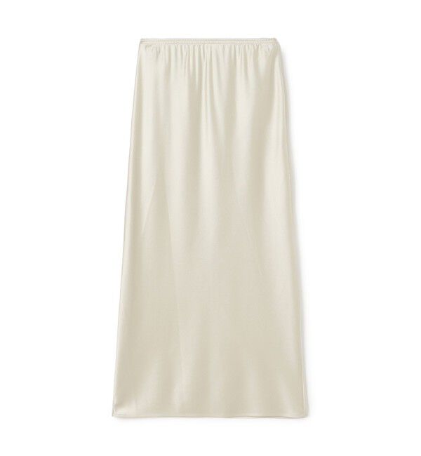 DES PRES「シルクストレッチサテン エラスティックストレートスカート」|タイト|13 ライトグレー