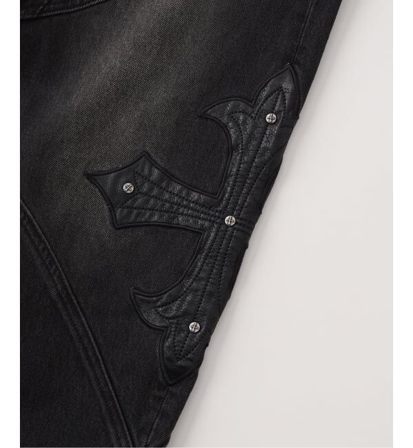 JOINT WORKS「SUPPLIER / サプライヤー Cross Leather Patch Baggy Denim」|デニム|