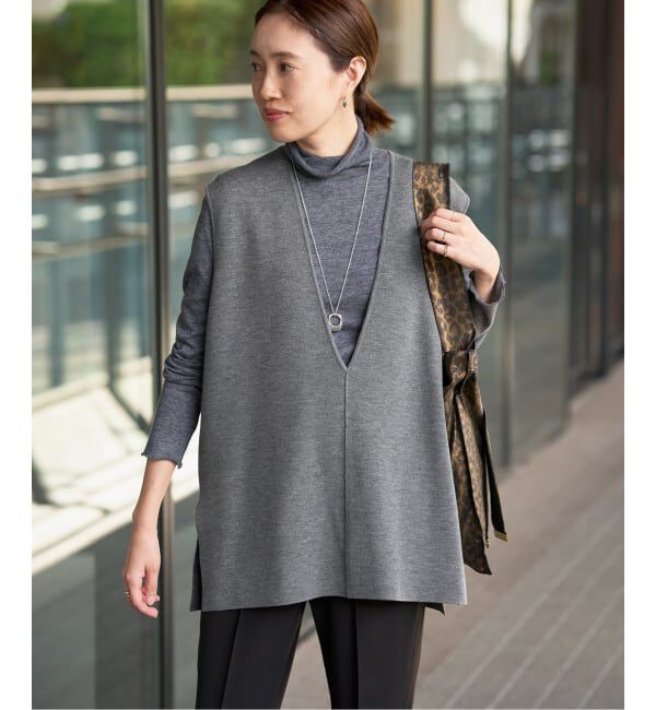 SLOBE IENA「《追加》ダブルフェイスニットベスト」|ベスト・ジレ|グレー