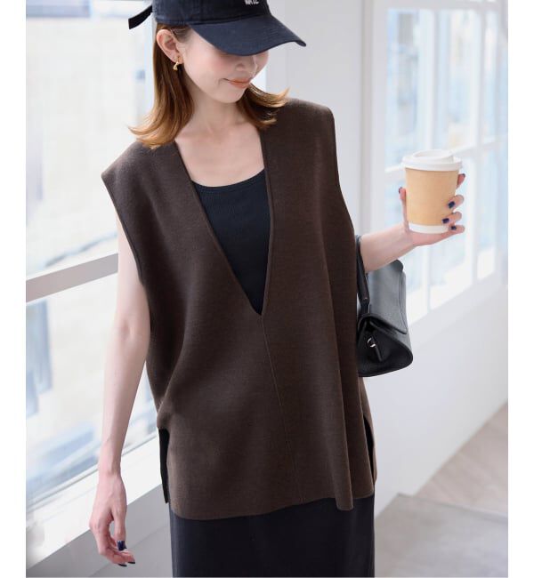 SLOBE IENA「《追加》ダブルフェイスニットベスト」|ベスト・ジレ|ブラウン