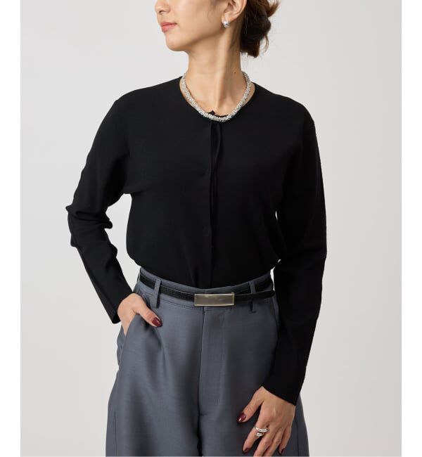 VERMEIL par iena「Room no.8 BLACK ルームエイト ブラック Needle Snap カーディガン BR8KN-264」|カーディガン|ブラック