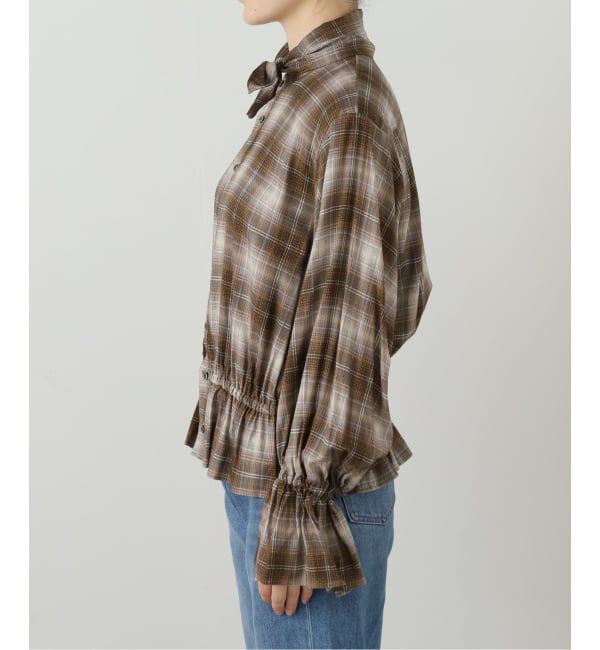 journal standard L'essage「【JANE SMITH】PRINT CHECK BOW TIE GATHER SH:シャツ」|シャツ・ブラウス|