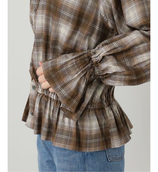 journal standard L'essage「【JANE SMITH】PRINT CHECK BOW TIE GATHER SH:シャツ」|シャツ・ブラウス|